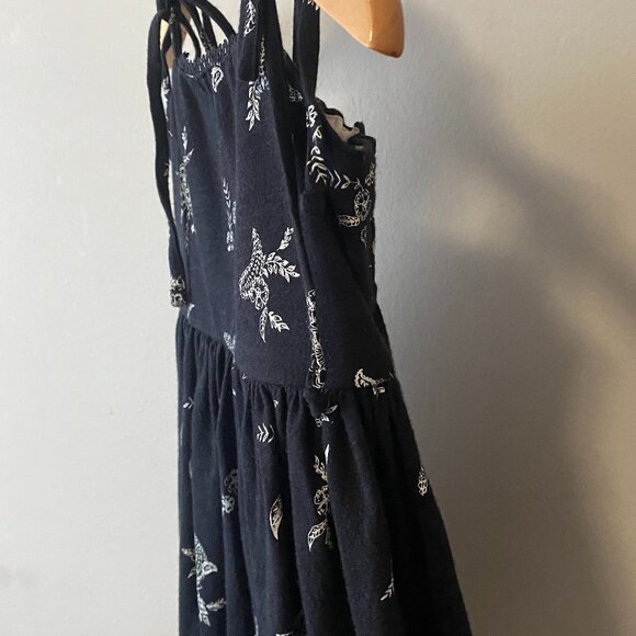 Handmade Children's Cotton Black White Floral Lace Tie Spaghetti Strap Dress - Picture 12 of 14